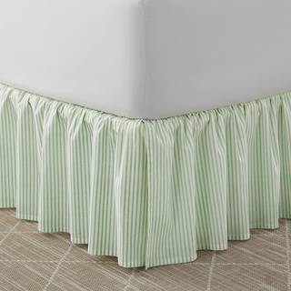 Laura Ashley Home - Cotton Ruffled Bedskirt Letv?gt & klassisk stil (ticking Stripe Green Twin)