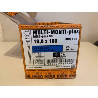 Heco Multi-Monti-plus 917110160571 Betonskrue MULTI-MONTI+ SS, FLANGE, FZB 10/95 x 160 mm, stk. 25