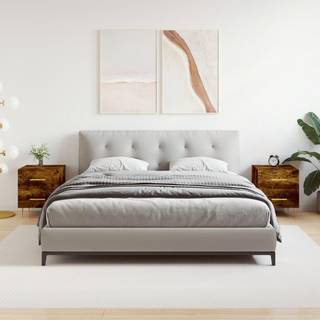 Sengebord 40X35X47,5 Cm Konstrueret Træ - 2 / Røget eg