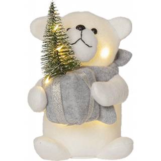 Star trading - Dekorationsfigur joylight - White Nalle med gran og belysning