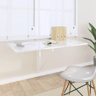 væghængt klapbord 100x60x56 cm konstrueret træ hvid højglans