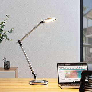 LED-skrivebordlampe Rilana med dæmper, sølv