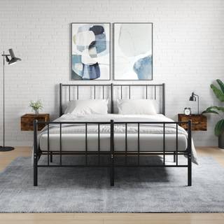 væghængte sengeborde 2 stk. 35x35x20 cm røget egetræsfarve