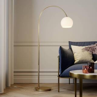 Lindby buelampe Cynthia, messingfarvet, glas, 140 cm, E27