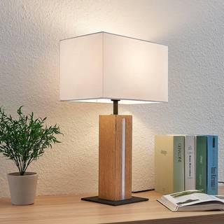 Lindby bordlampe Garry, 2 lyskilder, hvid, træ, 53 cm, E27