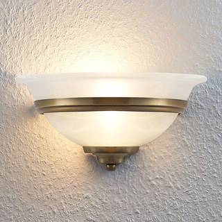 Lindby væglampe Irimia, 31 cm, antik messing, glas
