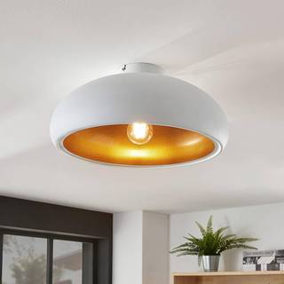 Lindby loftlampe Gerwina, hvid/guld, metal, 40 cm, E27