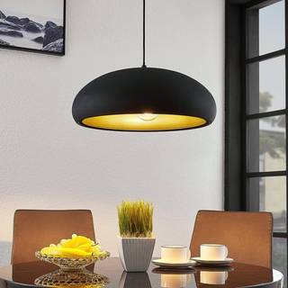 Lindby Gerwina pendellampe, sort/guld, metal, 40 cm, E27