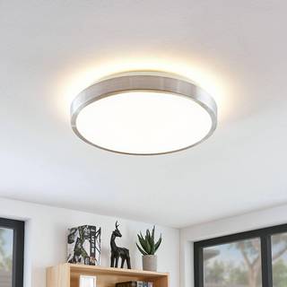 Lindby LED-loftlampe Emelie, Ø 42 cm, aluminiumsfarvet, metal