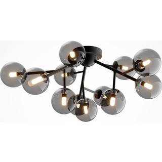 Maytoni loftlampe Dallas, sort/røggrå 12 lyskilder af glas