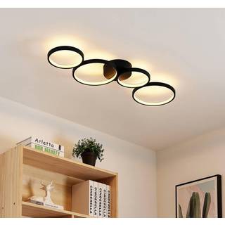 Lindby LED-loftlampe Evengeline, sort, aluminium, 88 cm