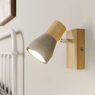 Lindby Filiz spotlight, 12 cm høj, træ, beton, E14