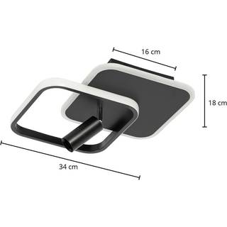 Lucande Tival LED-loftlampe kantet, 34 cm, sort