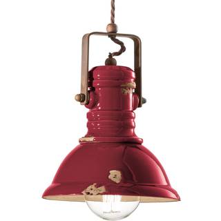 Pendellampe C1691 i bordeaux industrielt design