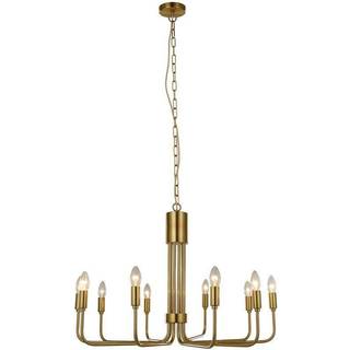 Lindby lysekrone Elanova, messing, 10 lyskilder, Ø 80 cm, E14
