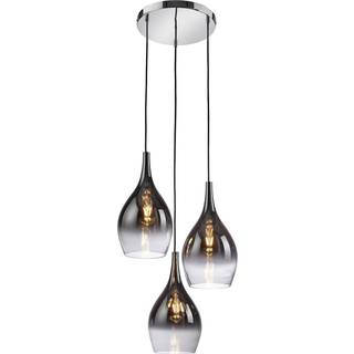 Paul Neuhaus hængelampe Pilua, røggrå, glas, 30 cm, 3 lyskilder.