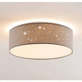 Lindby LED-loftlampe Ellamina, Ø 40 cm, lysegrå, tekstil