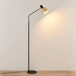 Lindby gulvlampe Vlada, 144 cm, messing, sort, metal