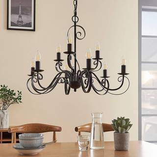Lindby lysekrone Caleb, 9 lyskilder, rustfarvet, metal, E14