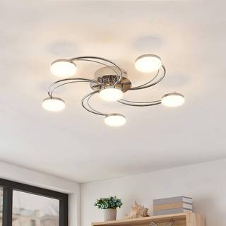 Lindby LED-loftlampe Rouven, spiralform, 6 lyskilder, grå