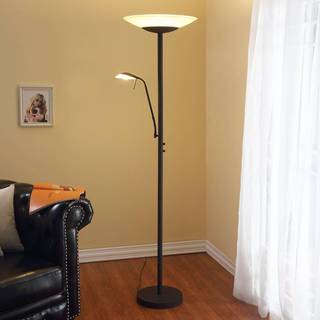 Lindby LED-gulvlampe Ragna, læselampe, sort, dæmpbar