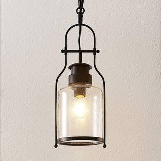 Lindby hængelampe Rozalie, sort, metal, lygte, 21cm