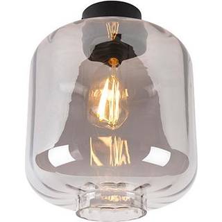 Design loftslampe sort med røgglas - Qara