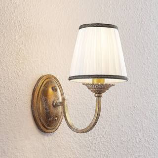 Lindby væglampe Lumiel, creme/messing, tekstil, 27 cm