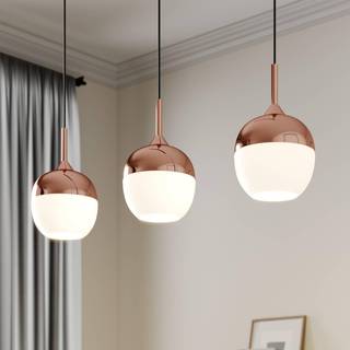 Lindby Rangina pendellampe, 100 cm, kobber, 3 lyskilder, glas