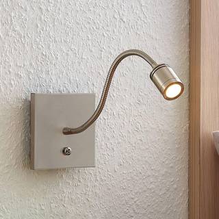 Lindby LED-væglampe Legera, 11 cm, nikkelfarvet, fleksibel arm