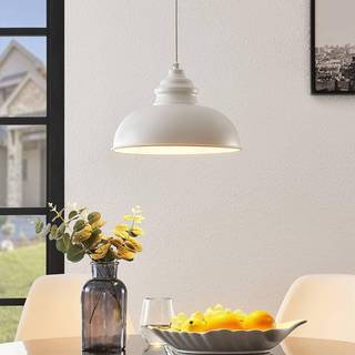 Lindby hængelampe Cliona, hvid, metal, Ø 31 cm, E27