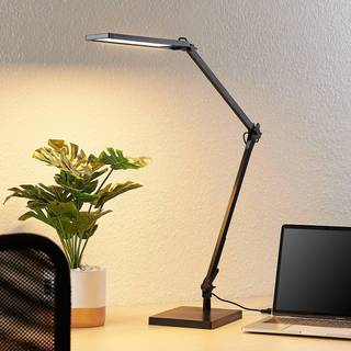 Lindby LED-skrivebordslampe Antisa, sort, CCT, dæmpbar