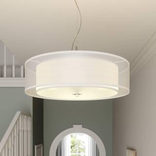Lindby pendellampe Pikka, hvid, tekstil, Ø 50 cm, E27