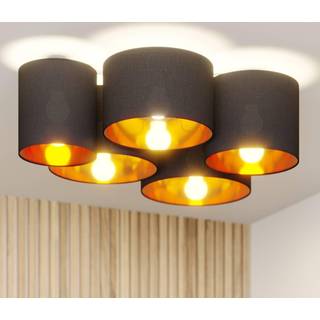 Lindby loftlampe Laurenz, 5 lyskilder, 83 cm sort/guld