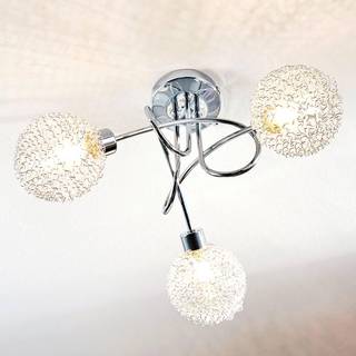 Lindby loftlampe Ticino, Ø 40 cm, krom, glas, metal