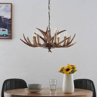 Lindby hængelampe Tejask, Ø 70 cm, 6 lyskilder, gevir, E14
