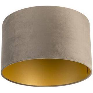 Fløjlsskærm Taupe 35/35/20 med guld indvendig