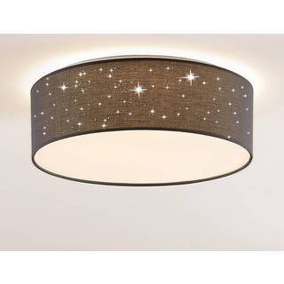 Lindby LED-loftlampe Ellamina, Ø 40 cm, mørkegrå, tekstil