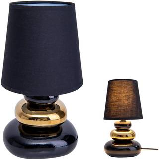 Stoney bordlampe, keramikfod og tekstilskærm