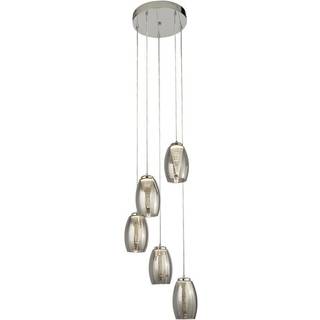 Cyclone LED hængelampe, 5 lyskilder, røgfarvet, glas