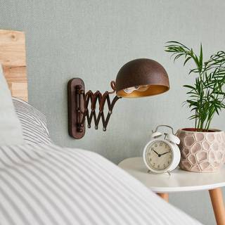 Lindby væglampe Curtis, rustfarvet, justerbar, 57 cm, E14