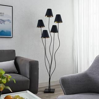 Lindby Komalie gulvlampe, 5 lyskilder, sort