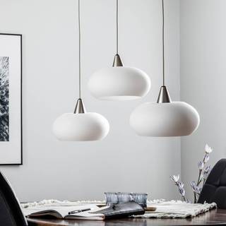 Lucande hængelampe Sharvil, 3 lyskilder, hvid, glas, 97 cm