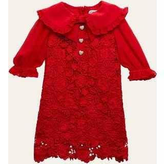 Self-Portrait Kids Embellished guipure lace dress - red - Y 8
