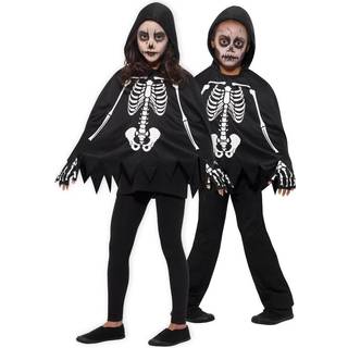 Skelett Kinder Poncho mit Handschuhe