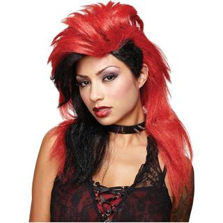 Punk Rock Perücke rot-schwarz