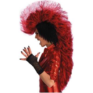 Punk Devil Perücke schwarz rot