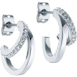 Ted Baker Silver Helias Crystal Double Hoop Earrings - Silver - 1.8cm