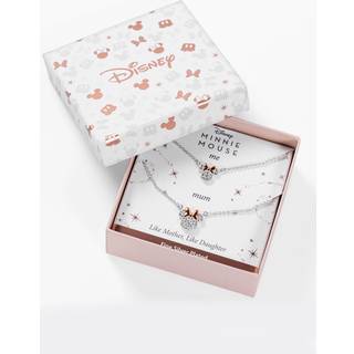 MINNIE - Mother & Daughter Set - 2 Shiny Silver Brass Plated Necklaces