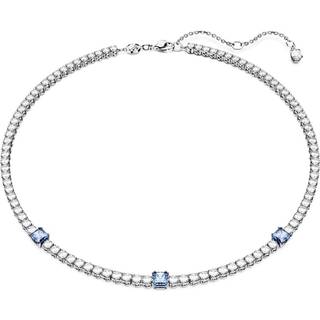 Matrix Tennis Halskette, Verschiedene Schliffe, Blau, Rhodiniert